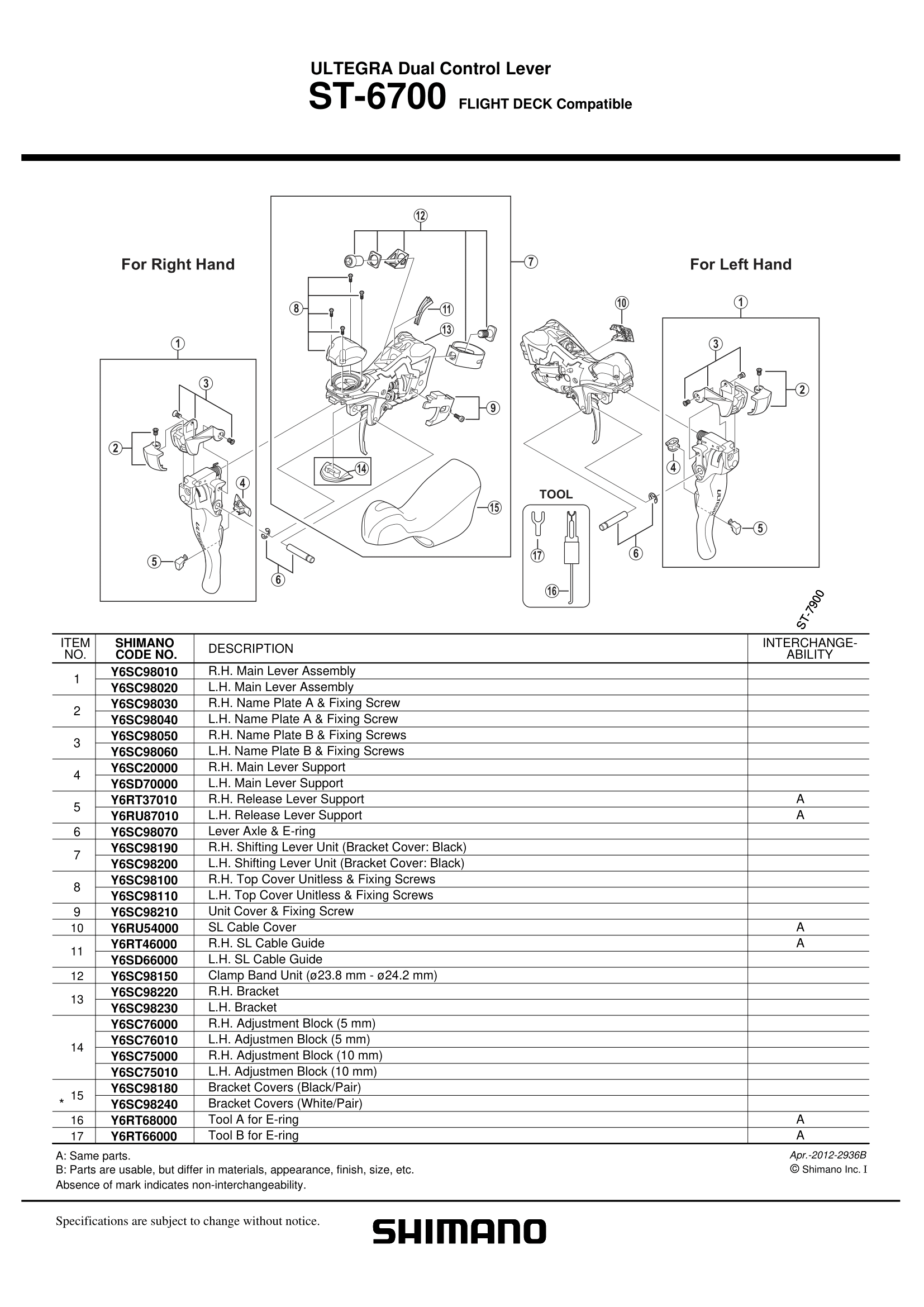 Osłona gumowa Shimano ST-6700 para