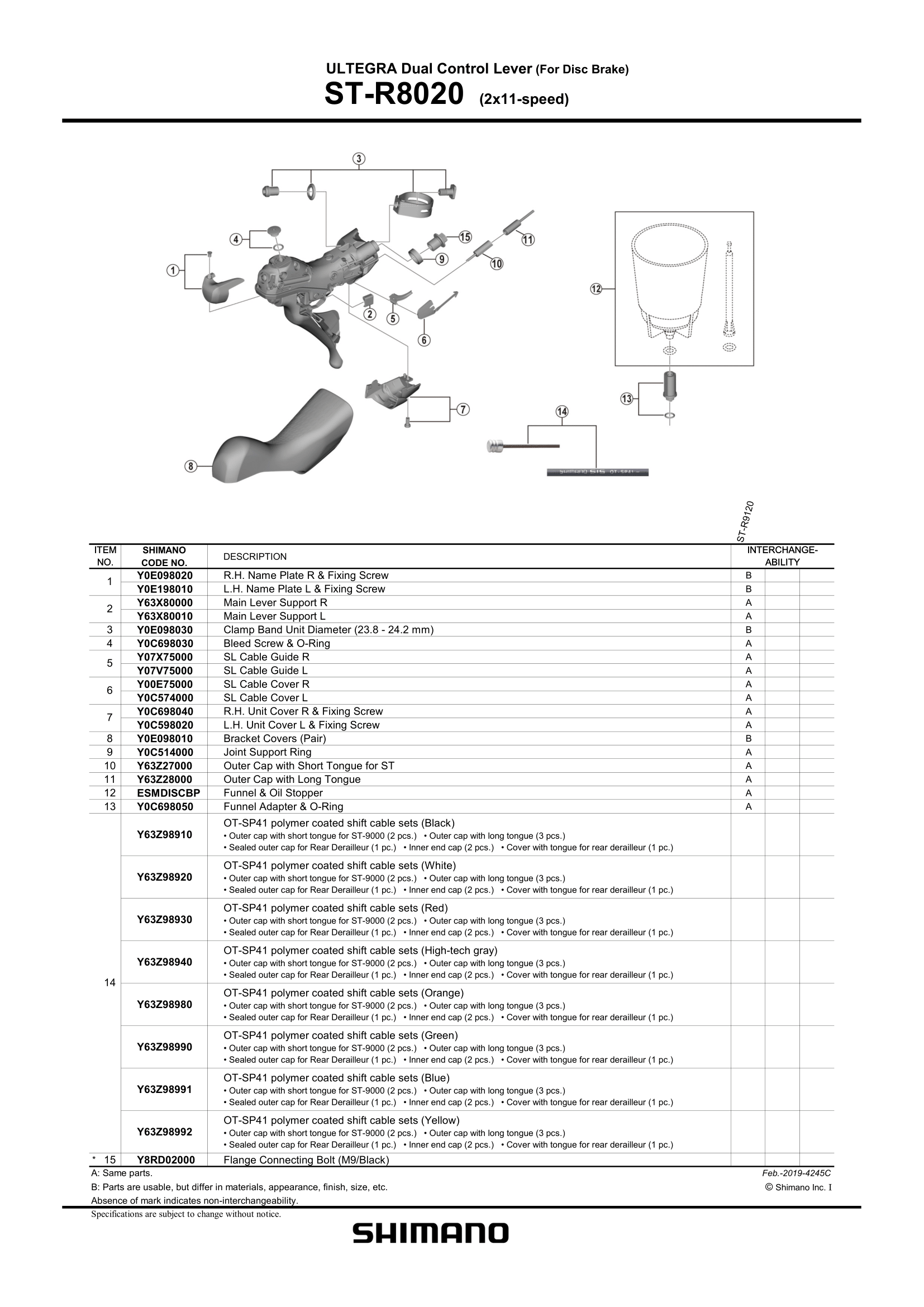 Osłona gumowa Shimano ST-R8020 para