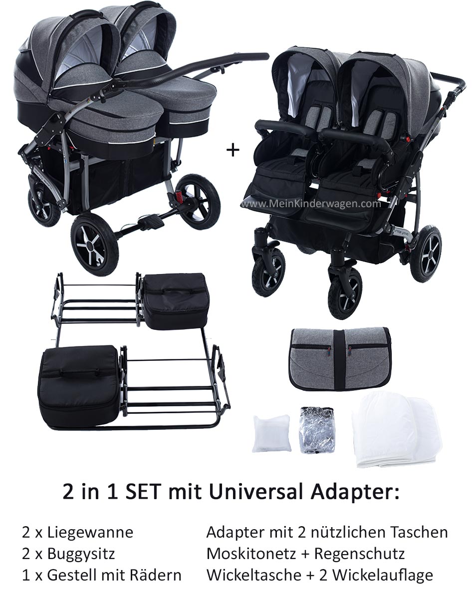 Twin Zwillingswagen 2 in 1 Set mit Adapter Twin Zwillingswagen 2 in 1 Set mit Adapter