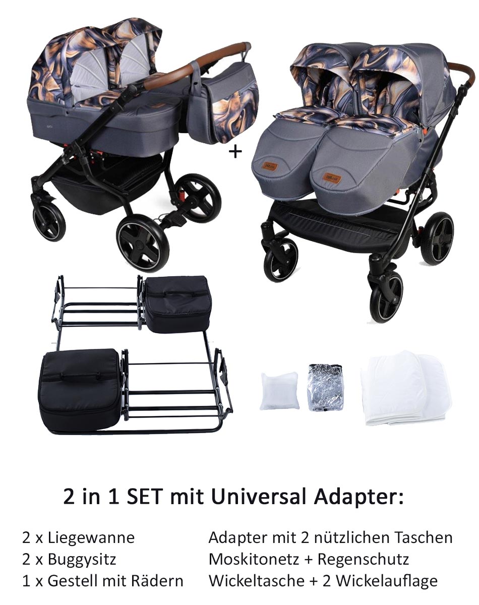 Twin Quick Zwillingswagen 2 in 1 Set mit Adapter Twin Quick Zwillingswagen 2 in 1 Set mit Adapter