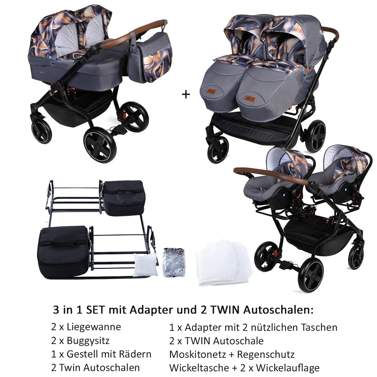 Twin Quick Zwillingswagen 3 in 1 SET Twin Quick Zwillingswagen 3 in 1 SET