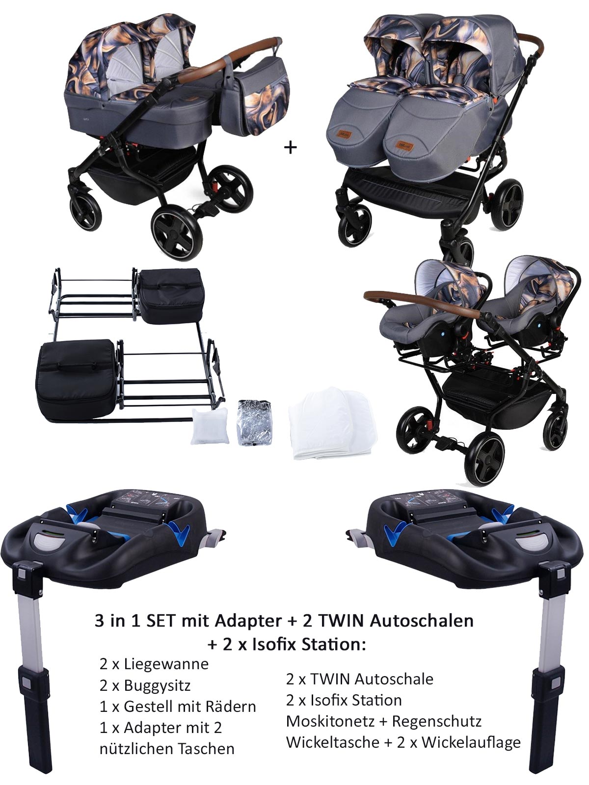 Twin Quick Zwillingswagen 4 in 1 SET Twin Quick Zwillingswagen 4 in 1 SET