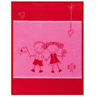 Kocyk Bocasa Kids Cotton Friends - różowo-czerwony 
