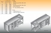 STÓŁ ZLEWOZMYWAKOWY 1-ZBIORNIKOWY LO 225/S3 - 2800x600 