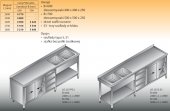 STÓŁ ZLEWOZMYWAKOWY 2-ZBIORNIKOWY LO 257/S3 - 2500x600 