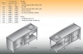 STÓŁ ZLEWOZMYWAKOWY 1-ZBIORNIKOWY LO 227/S2 - 2100x700 