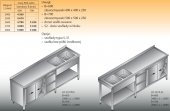 STÓŁ ZLEWOZMYWAKOWY 2-ZBIORNIKOWY LO 257/S2 - 2600x700 