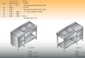 STÓŁ ZLEWOZMYWAKOWY 2-ZBIORNIKOWY LO 240/S2 - 1700x600 
