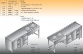 STÓŁ ZLEWOZMYWAKOWY 2-ZBIORNIKOWY LO 253/S2 - 2800x600 