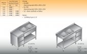 STÓŁ ZLEWOZMYWAKOWY 2-ZBIORNIKOWY LO 239/S2 - 1600x600 