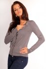2507-4 Sweterek na guziczki z kokardkami - szary 