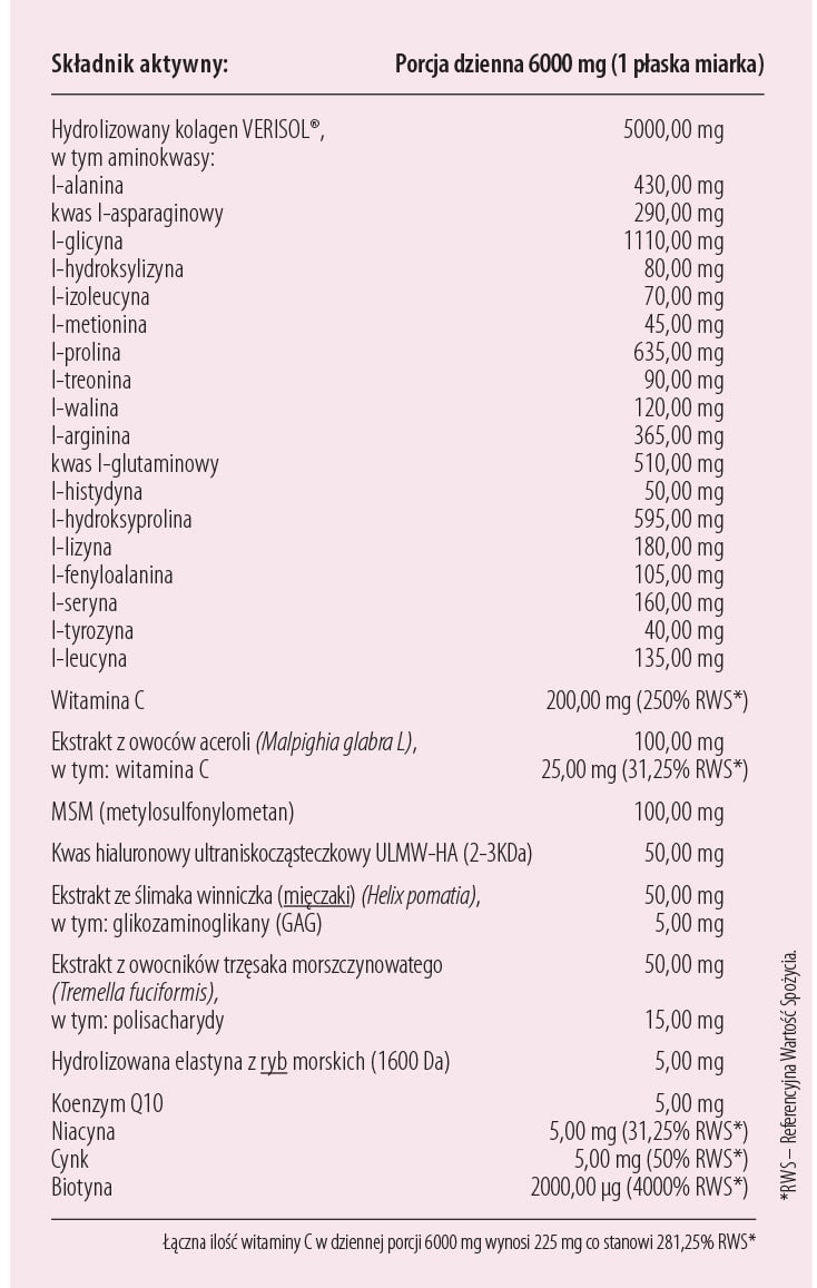 Kolagen VERISOL z elastyną rybią i śluzem ze ślimaka