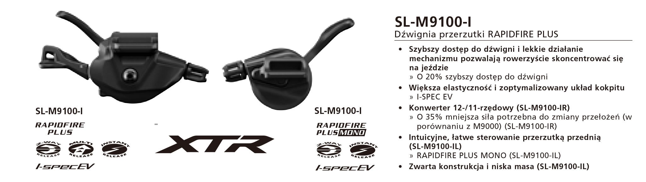 Dźwignia Przerzutki Shimano XTR SL-M9100 2rz
