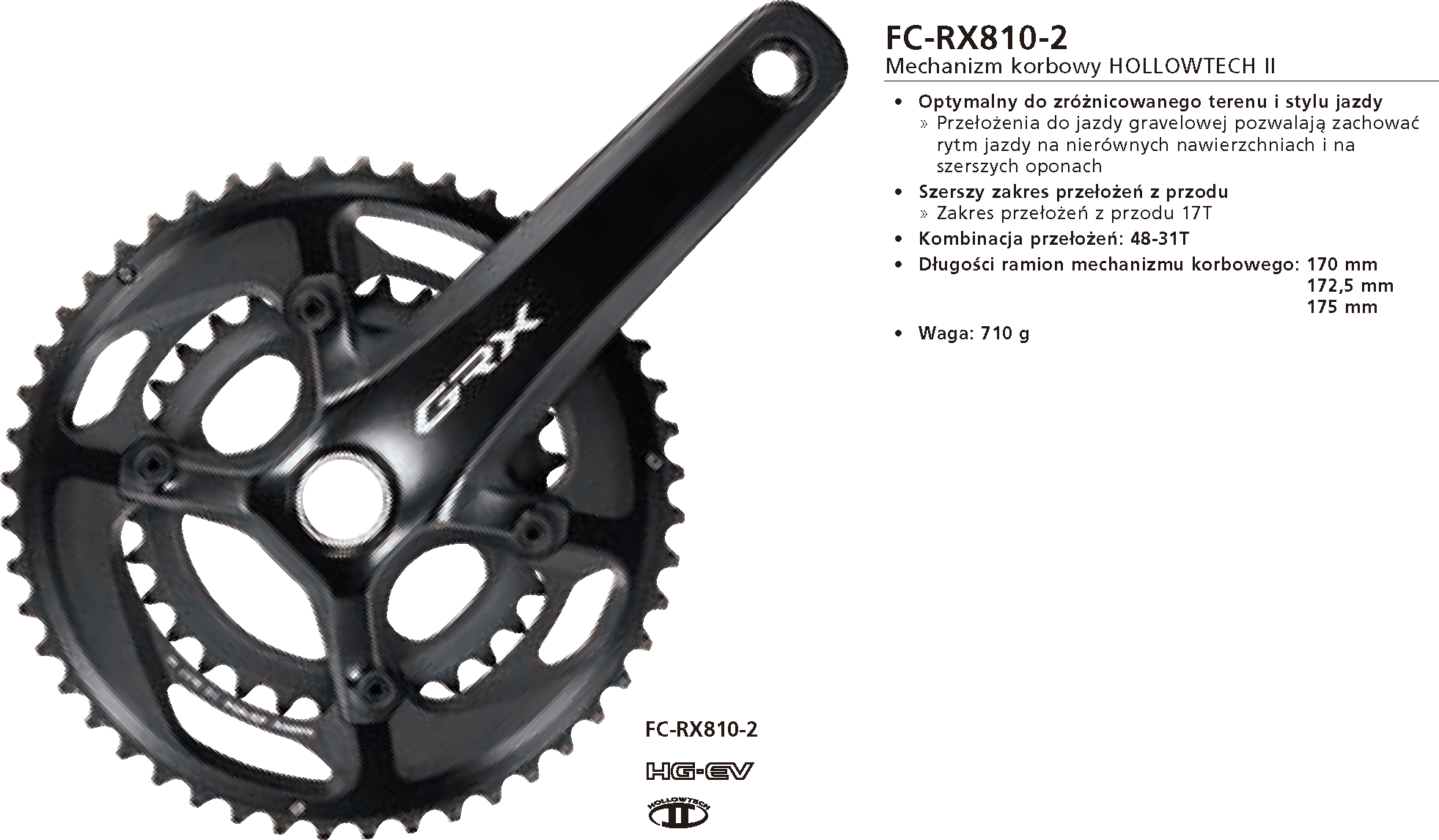 Mechanizm Korbowy Shimano GRX FC-RX810-2 11rz.