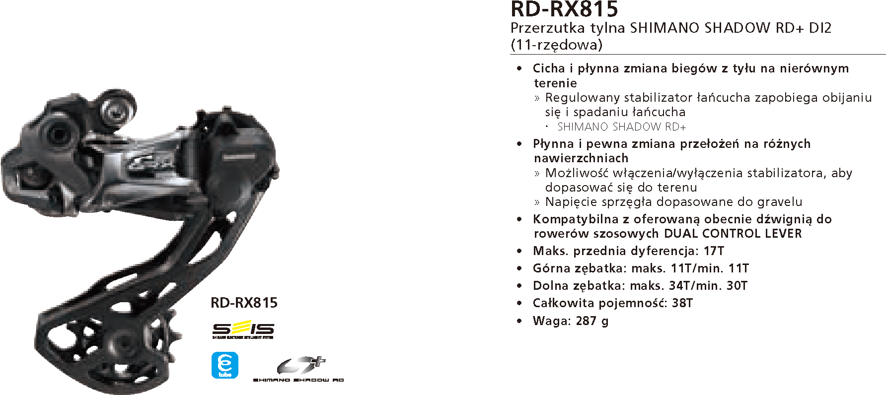 Przerzutka tylna Shimano GRX RD-RX815 Di2
