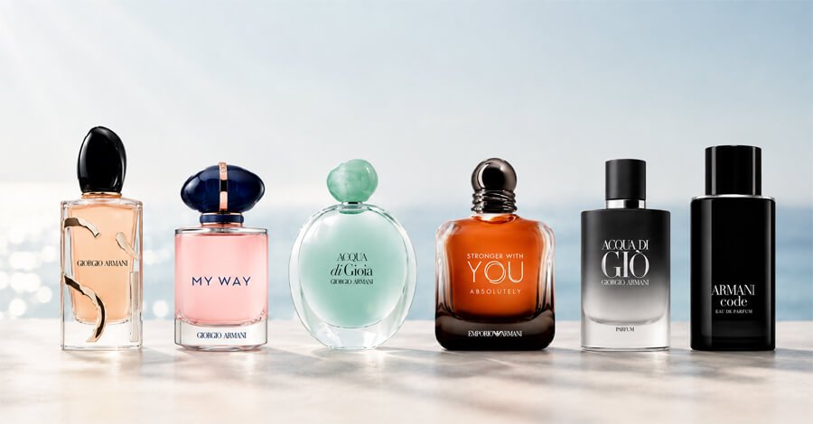 Sześć flakonów perfum Giorgio Armani