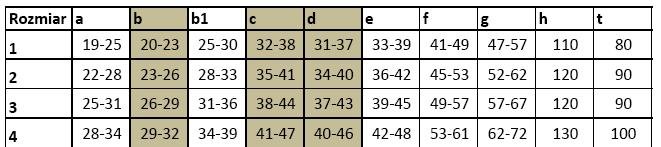 Tabela rozmiarów Rajstopy uciskowe Areis Avicenum 306 Tabela Rajstopy uciskowe Aries Avicenum 360