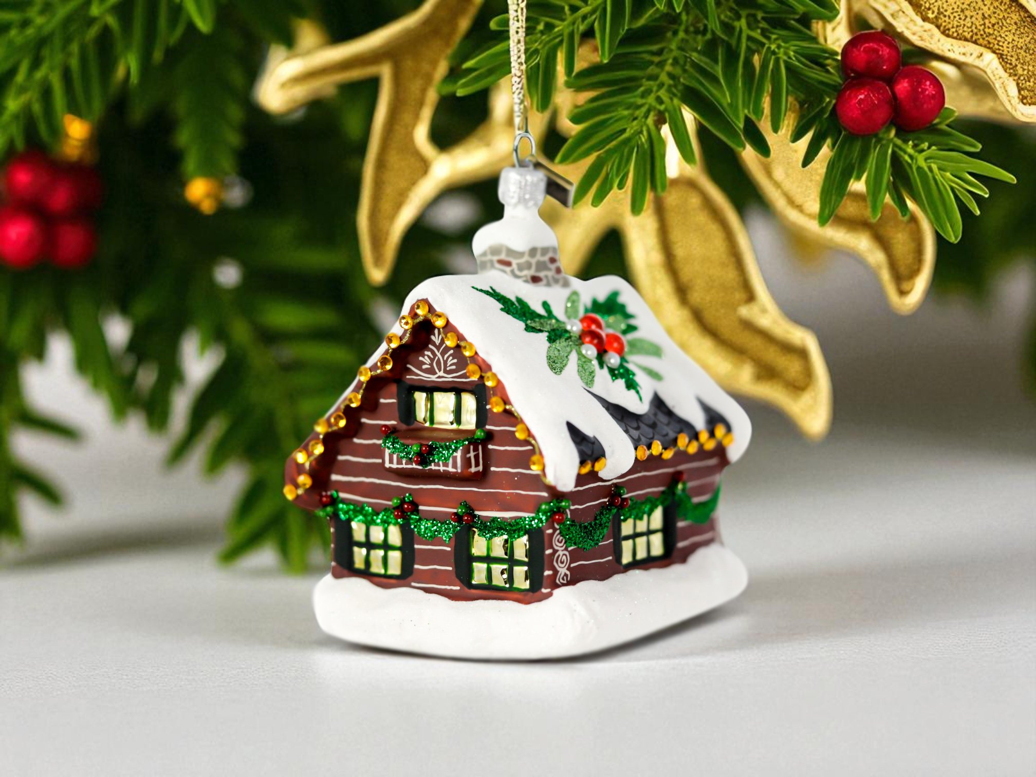 glass bauble winter house