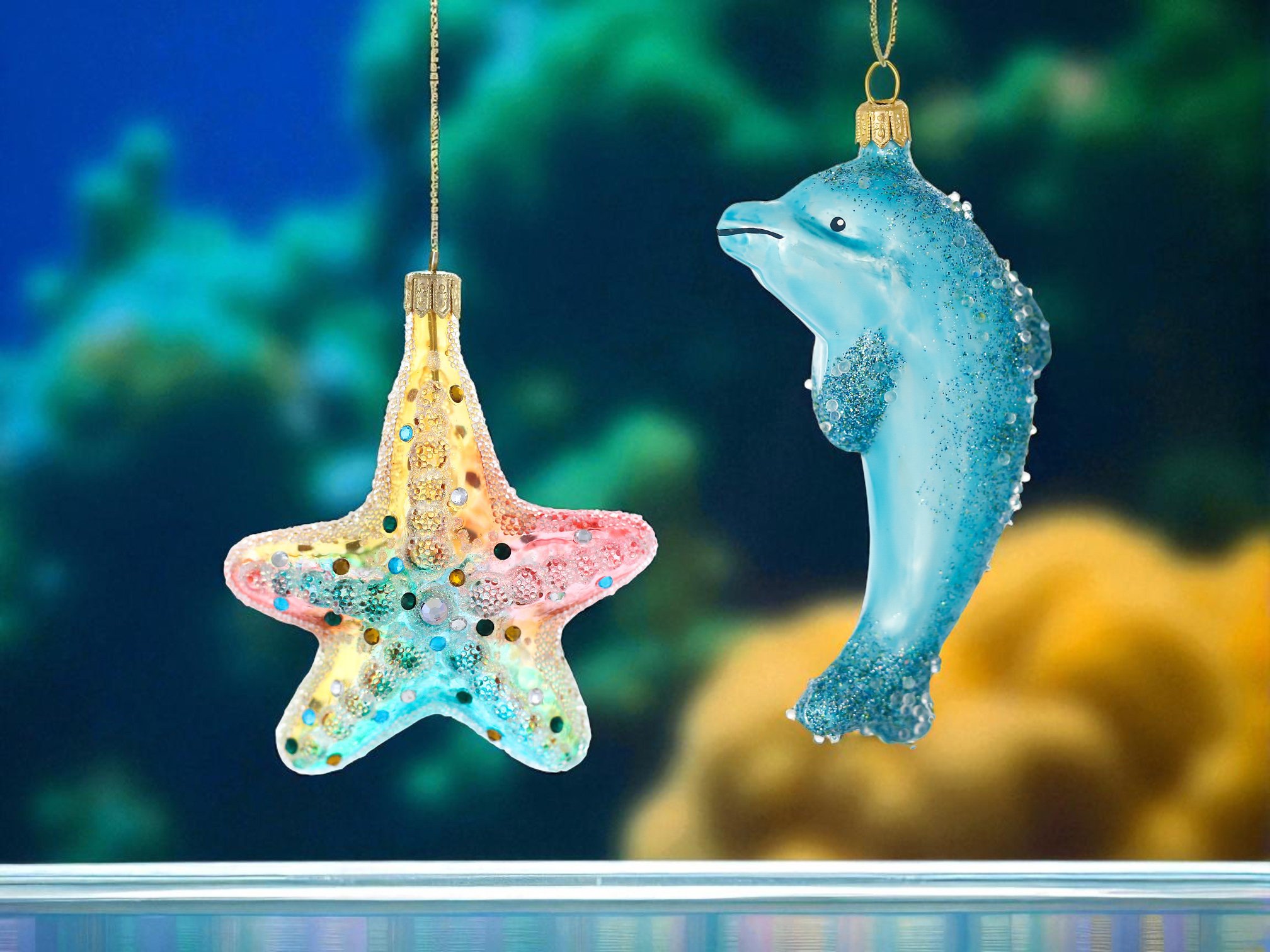 marine glass baubles