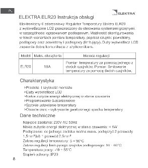 Termostat Elektra ELR 20, instrukcja obsługi