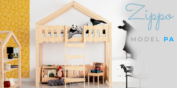 Drewniane łóżko dziecięce na antresoli Zippo PA