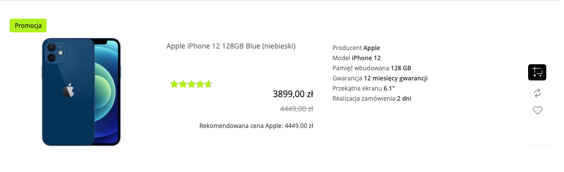 Apple iPhone 12 128GB Niebieski (Blue) - MGJE3PM/A