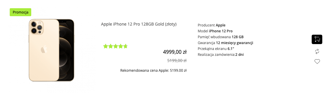 Apple iPhone 12 Pro 128GB Gold (złoty)