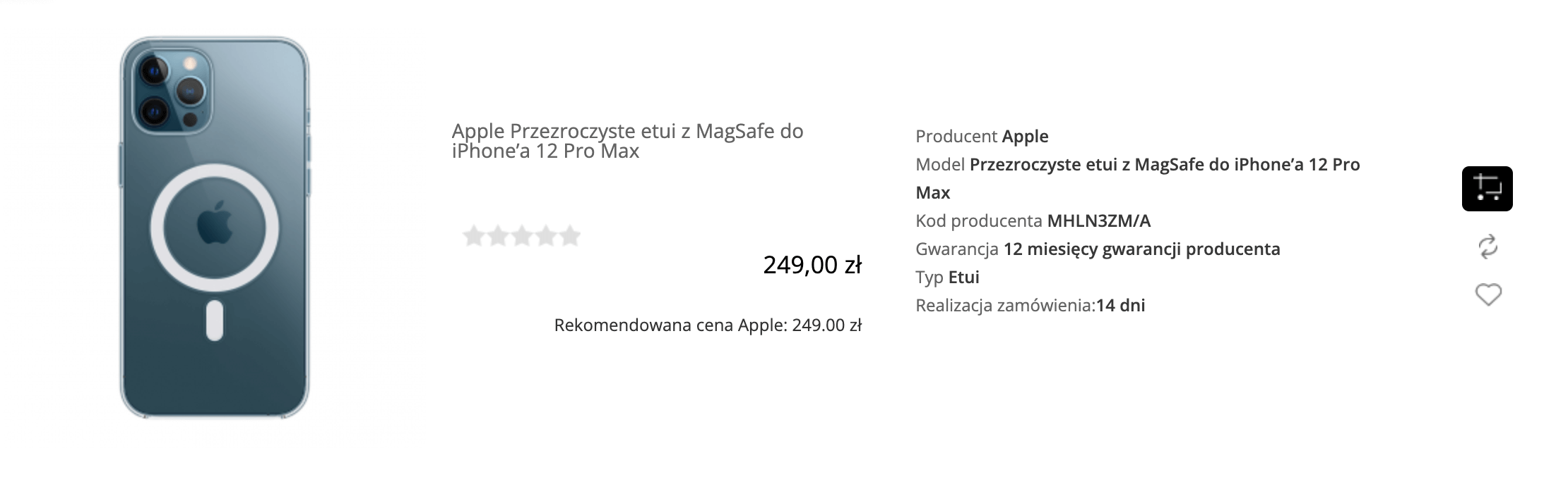 Apple Przezroczyste etui z MagSafe do iPhone’a 12 Pro Max - MHLN3ZM/A 