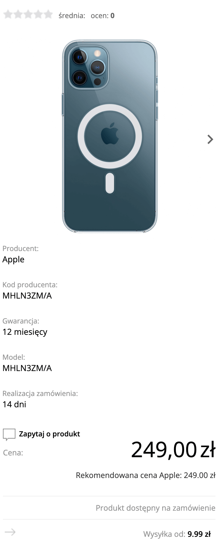 Apple Przezroczyste etui z MagSafe do iPhone’a 12 Pro Max - MHLN3ZM/A 