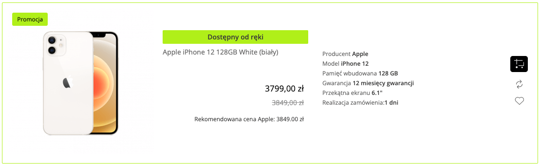 Apple iPhone 12 128GB Biały (White) - MGJC3PM/A