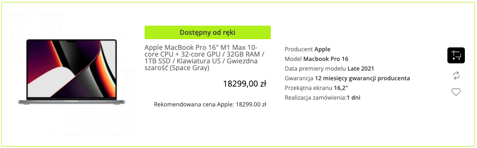 Apple MacBook Pro 16 cala M1 Max 10-core CPU + 32-core GPU / 32GB RAM / 1TB SSD / Klawiatura US / Gwiezdna szarość (Space Gray) - MK183ZE/A/P2/R1/D1/US