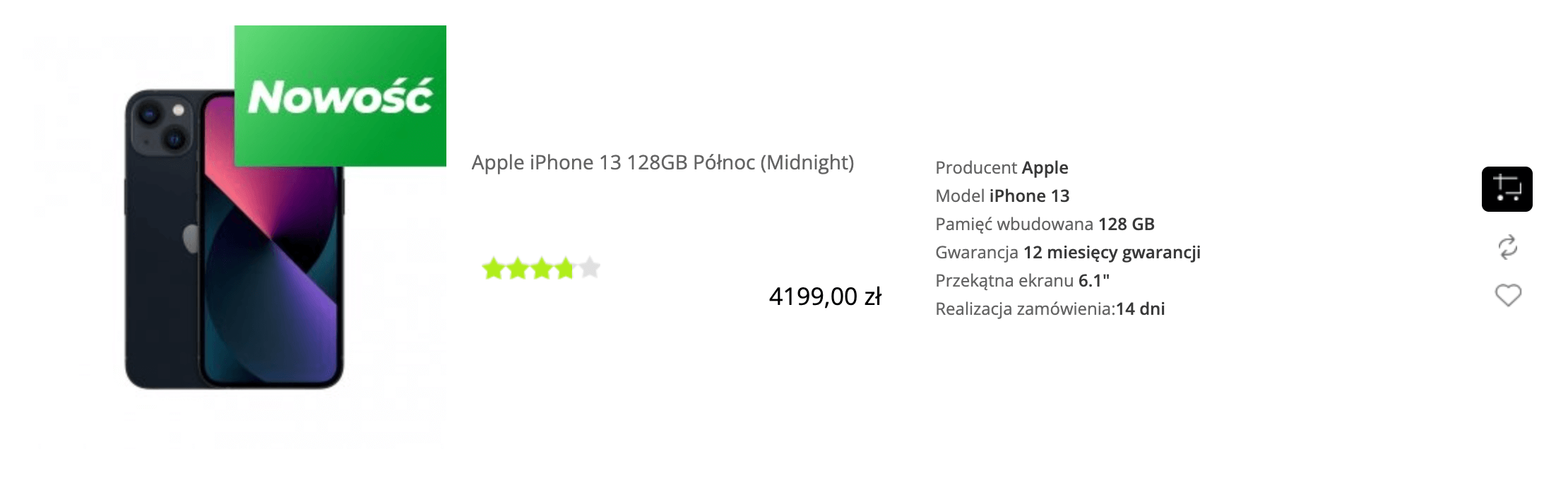Apple iPhone 13 128GB Północ (Midnight) - MLPF3PM/A