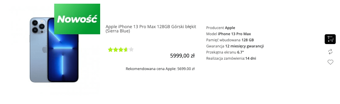 Apple iPhone 13 Pro Max 128GB Górski błękit (Sierra Blue) - MLL93PM/A