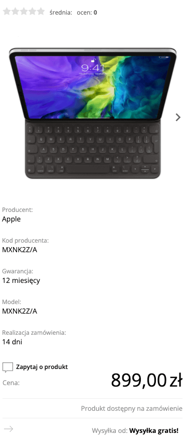 Etui Apple Smart Keyboard Folio do iPad Air (4-generacji) i iPad Pro 11 (2-generacji) - MXNK2Z/A