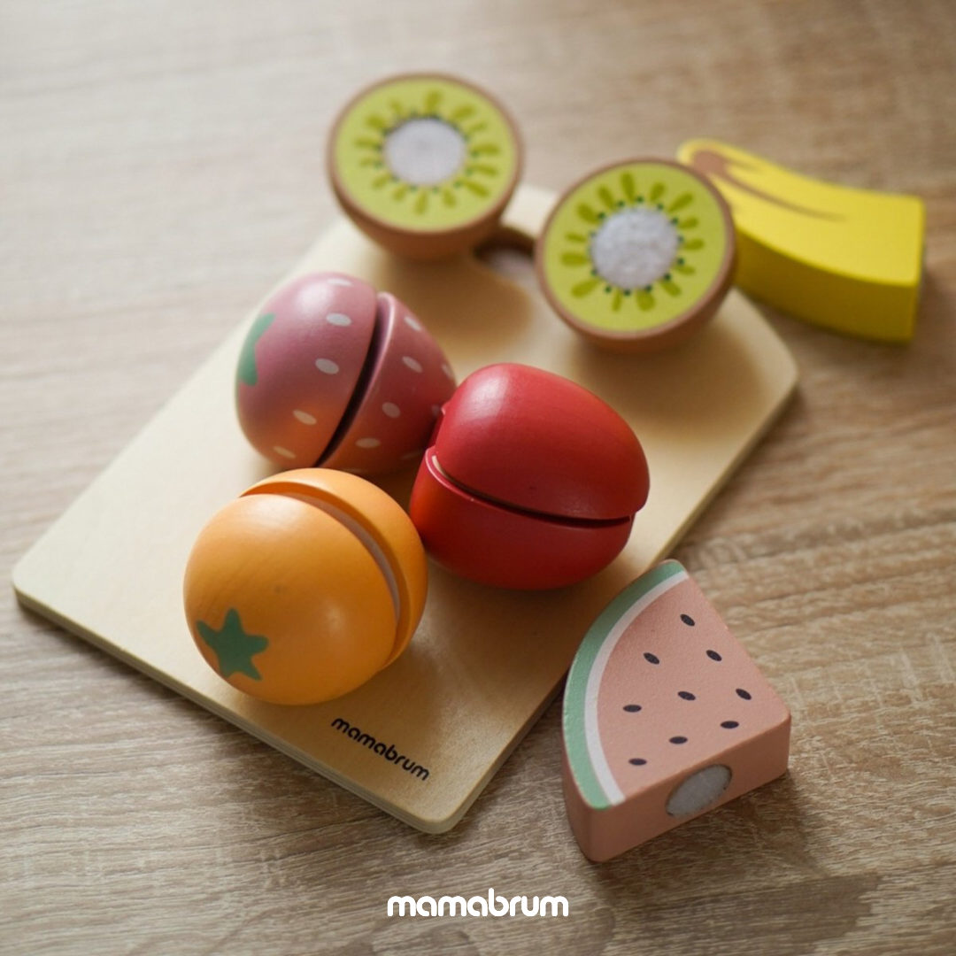 Drewniane owoce do krojenia