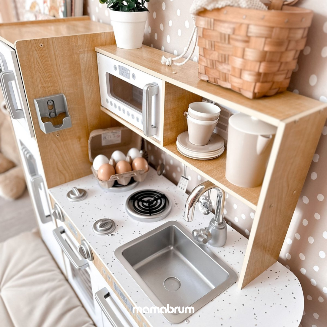 Kuchnia drewniana XXL z oświetleniem LED, fartuszkiem i akcesoriami