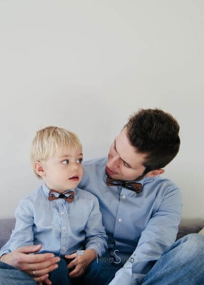 Dad-son wooden bow tie set