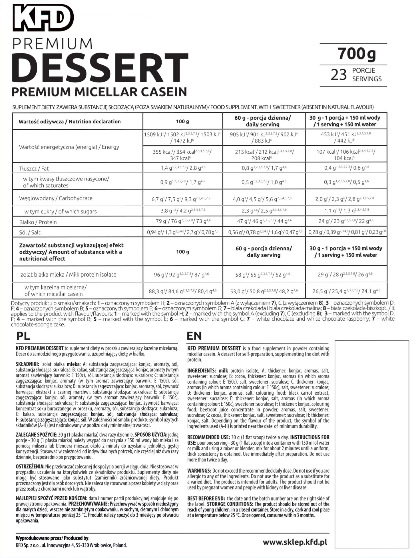 kfd dessert 700g