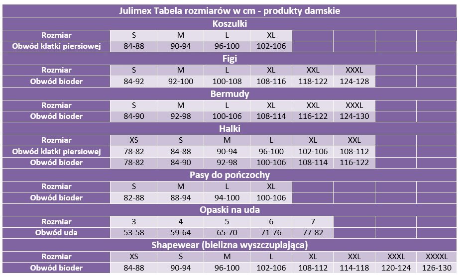 Julimex tabela damska