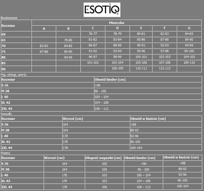Esotiq tabela rozmiarów