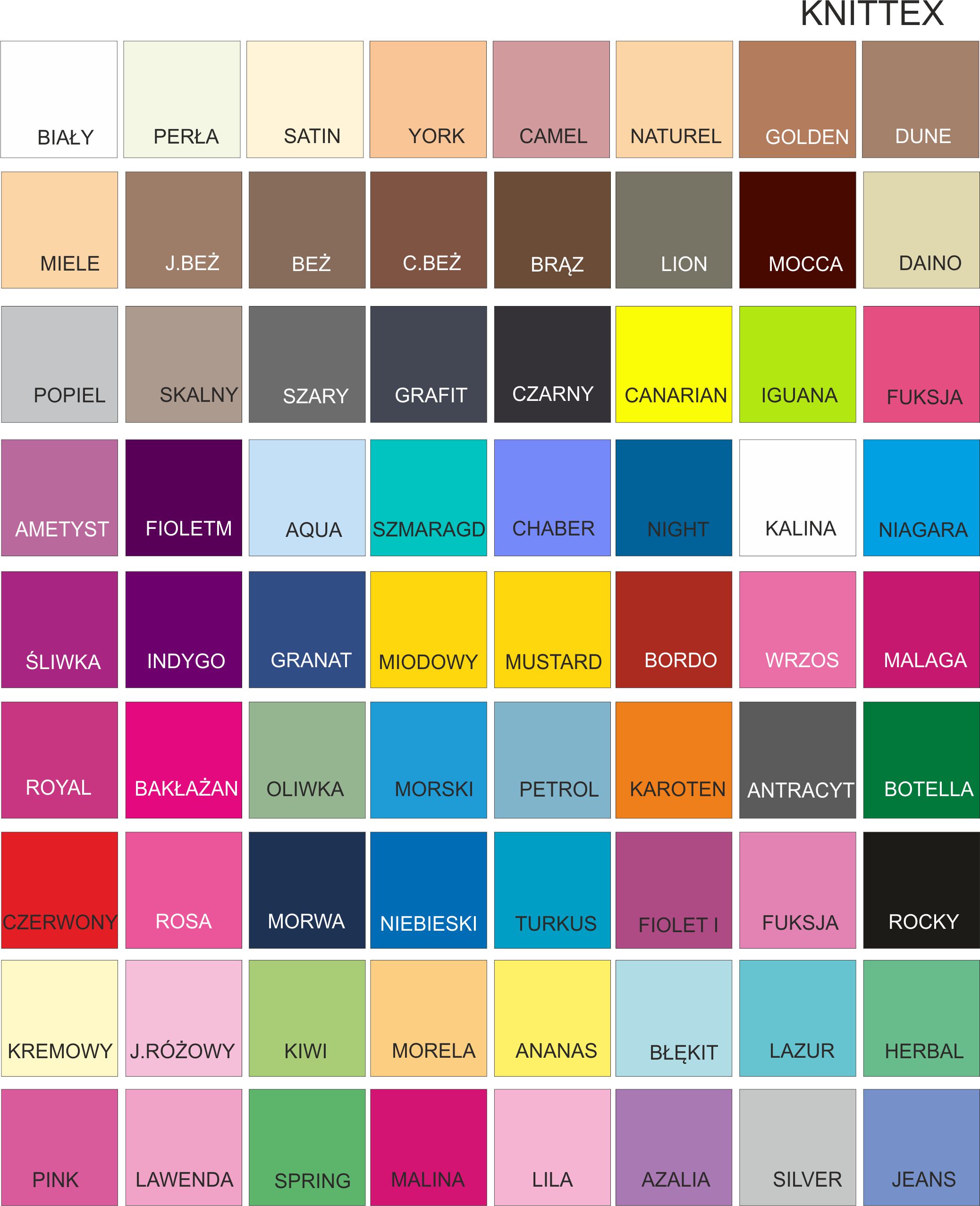 Knittex tabela kolorów