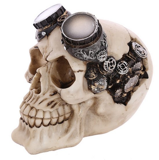 steampunkowa czaszka w goglach figurka gotycka