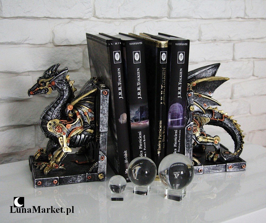 podpórki do książek lub płyt Dracus Machina smok steampunk | LunaMarket.pl