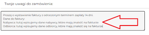 Wpisz swoje uwagi do zamówienia