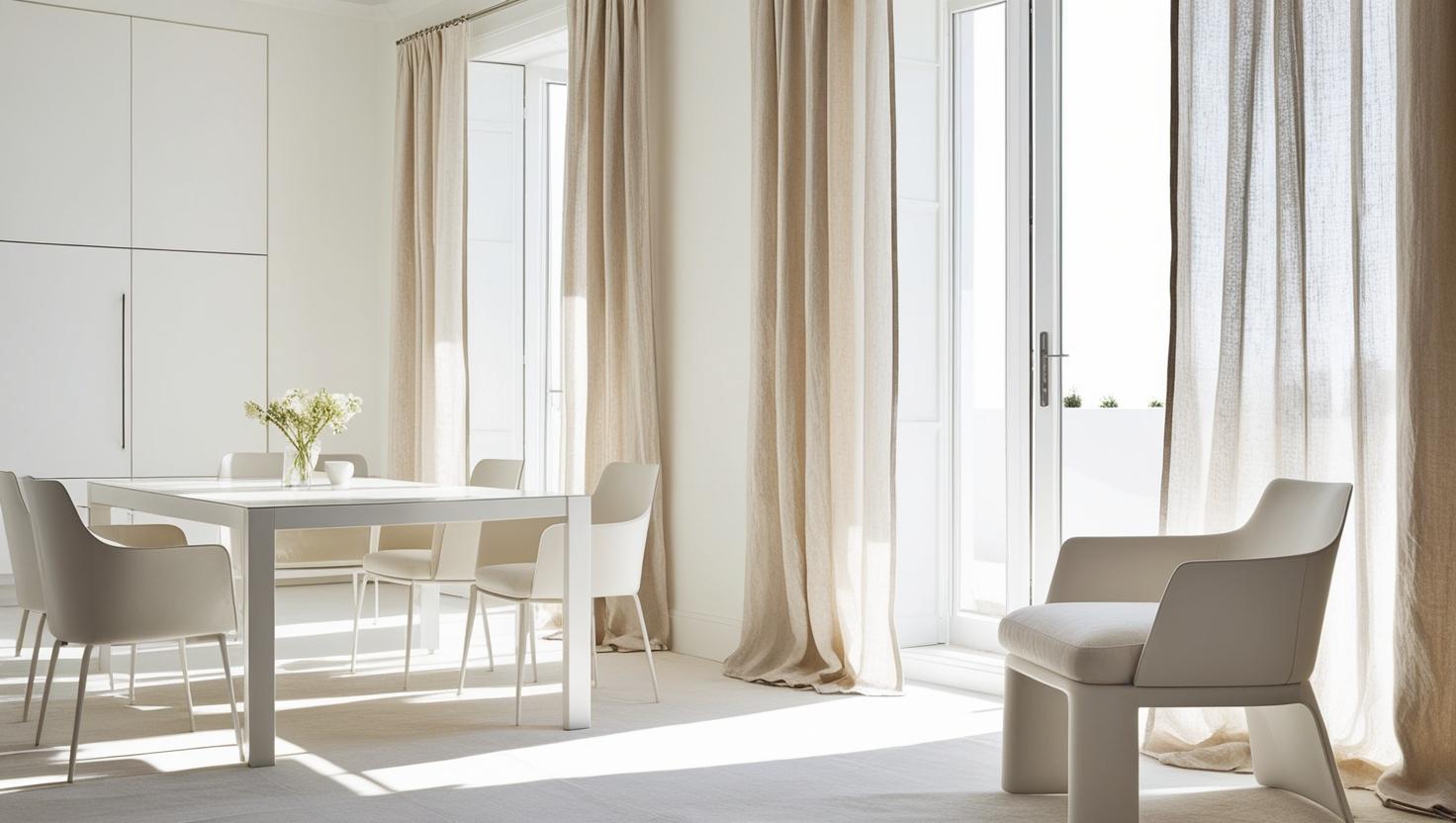 Pomieszczenie - salon w stylu włoskim - lniane i bawełniane zasłony | Bellissima Casa