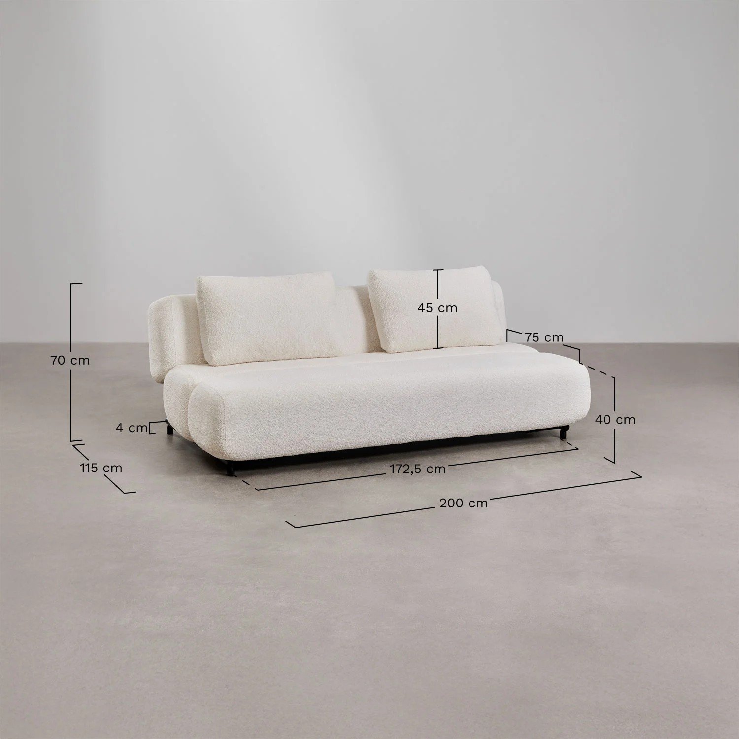 Sofa rozkładana Miami - zdjecie z wymiarami