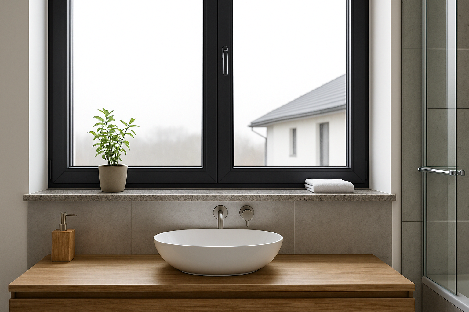 Pomysł na aranżację parapetu w łazience | Bellissima Casa