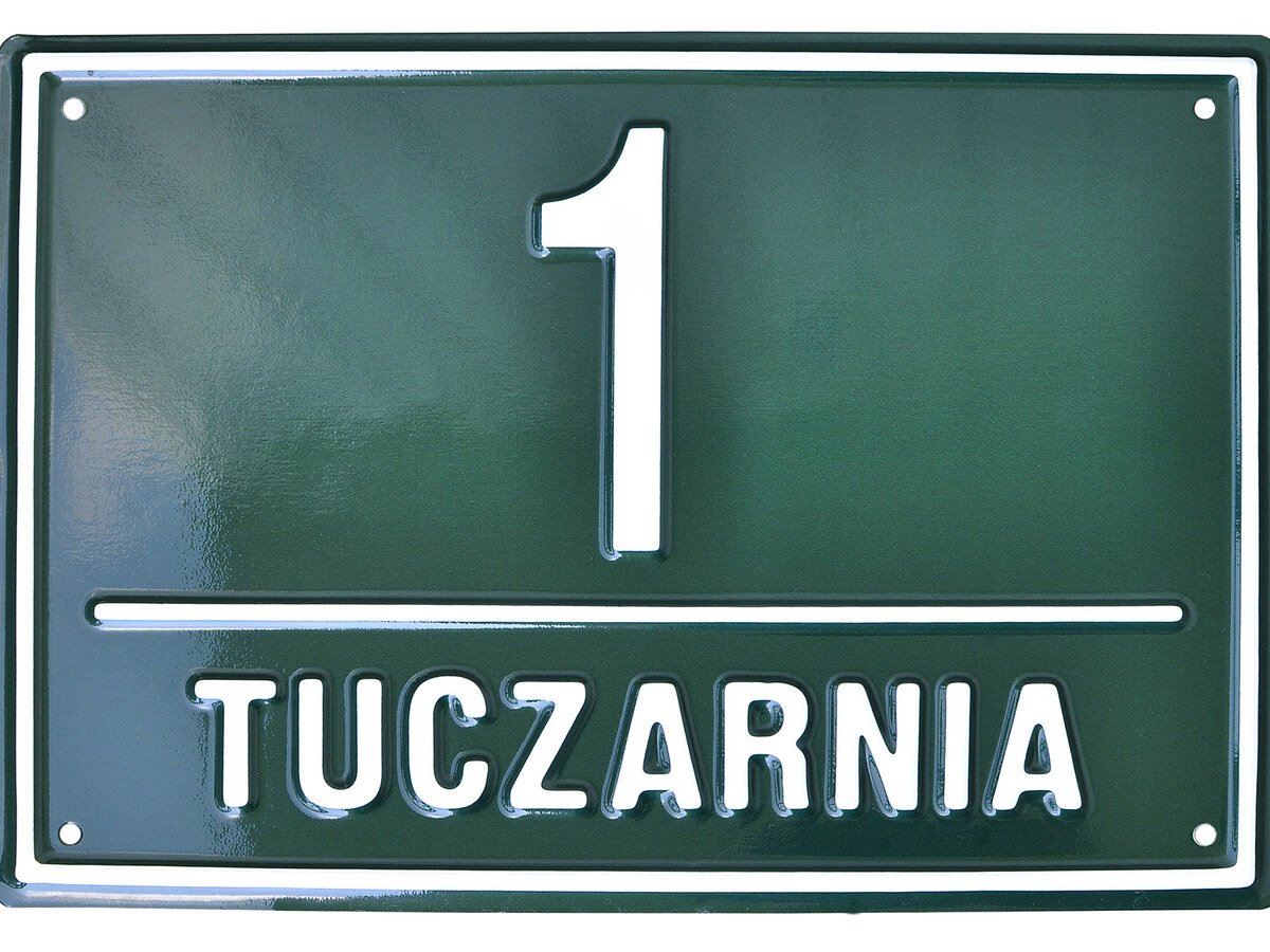 Tłoczona tablica adresowa z własnym numerem i nazwą