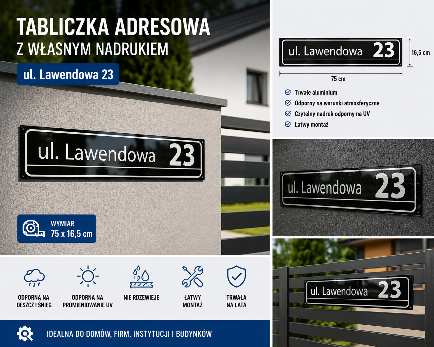 Tablica z nazwą ulicy odblaskowa