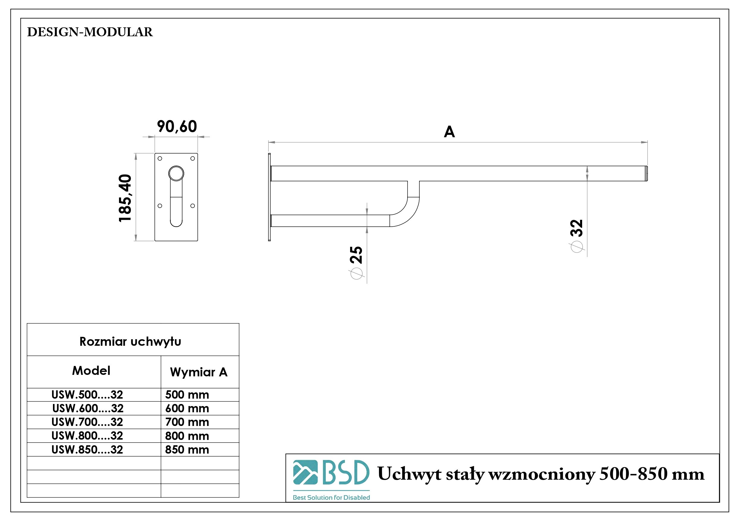 Uchwyt staly stal nierdzewna fi32 MODULAR